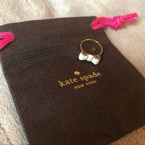 Cream and Gold Kate Spade Bow Ring